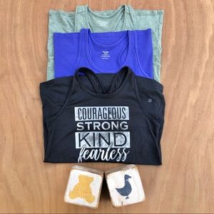 Girls Lot of 3 Tank Tops Black, Olive Green & Bluish Purple 10/12 Large